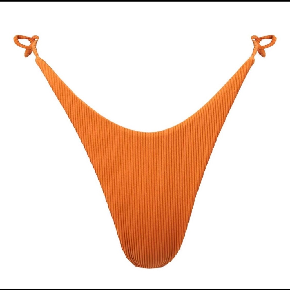 Lahana Swim Orange Ribbed Tie Side Bikini Bottom